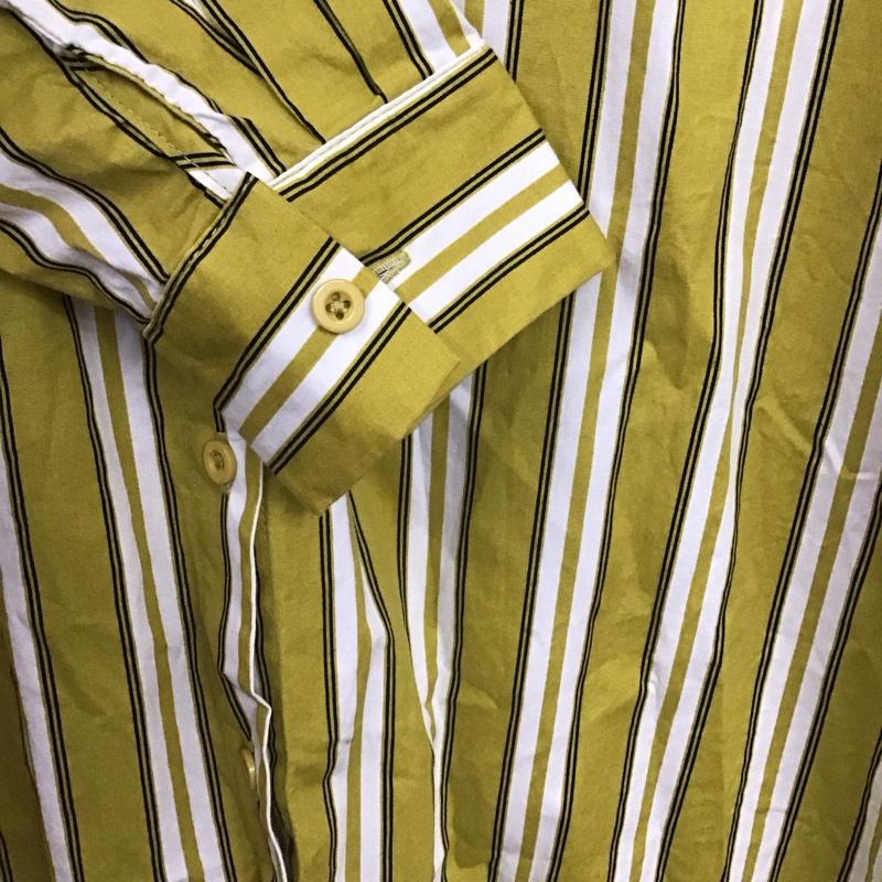 アイテムズ アーバンリサーチ ITEMS URBAN RESEARCH ワンピース ロングスカート 長袖シャツワンピース フロントボタン ロングワンピース FREE ストライプ 白 / ホワイト / X マスタード / マスタード /  レディース USED 古着 中古 10149049