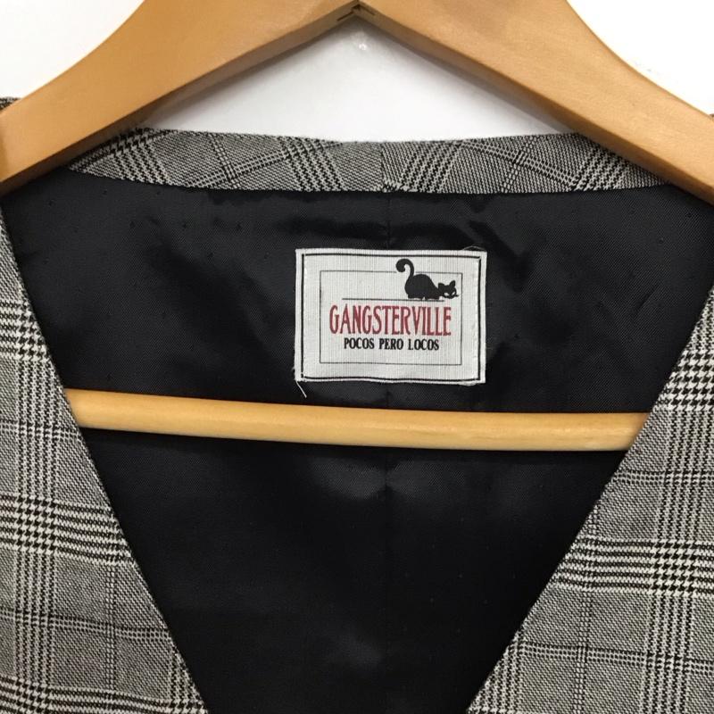 ギャングスタービル GANGSTERVILLE ベスト ベスト ベスト ノースリーブカットソー 前ボタン M チェック 灰 / グレー /  メンズ USED 古着 中古 10141961