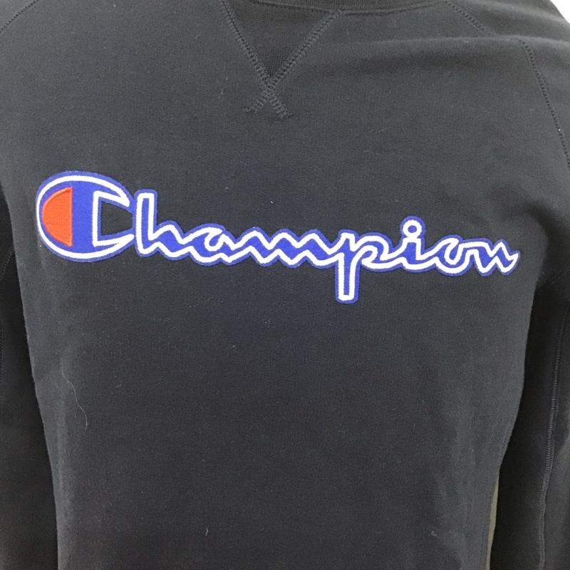 チャンピオン Champion トレーナー 長袖 長袖トレーナー スウェット クルーネックプルオーバー S ロゴ、文字 紺 / ネイビー /  メンズ USED 古着 中古 10125027
