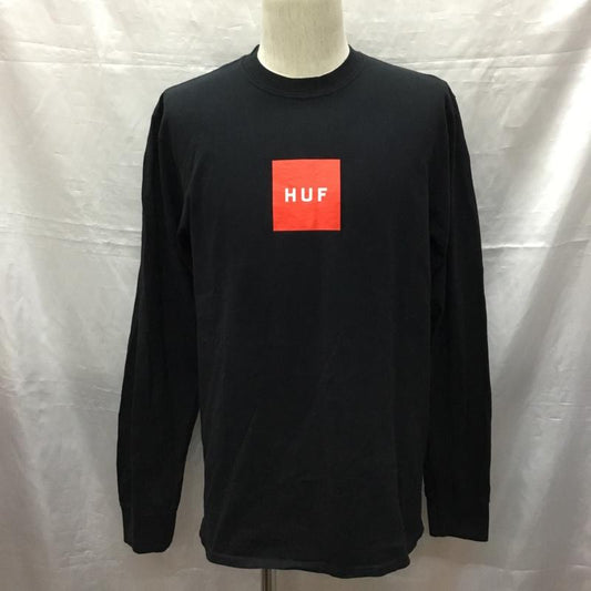 ハフ HUF カットソー 長袖 長袖カットソー プリントTシャツ クルーネックカットソー M ロゴ、文字 黒 / ブラック /  メンズ USED 古着 中古 10120075