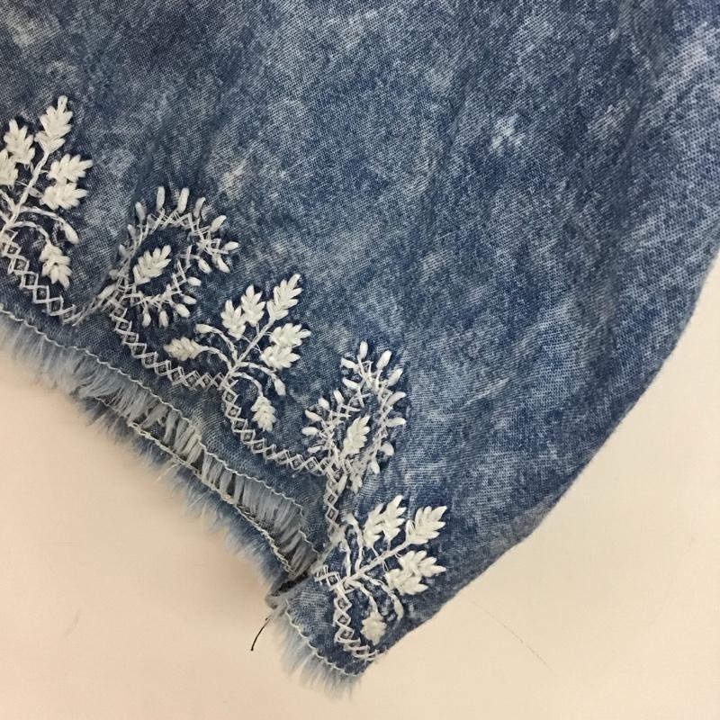 フリークスストア FREAK S STORE ワンピース ロングスカート 長袖ロングワンピース ノーカラーシャツワンピース フレアスカート FREE 刺繍 インディゴ / インディゴ /  レディース USED 古着 中古 10146122