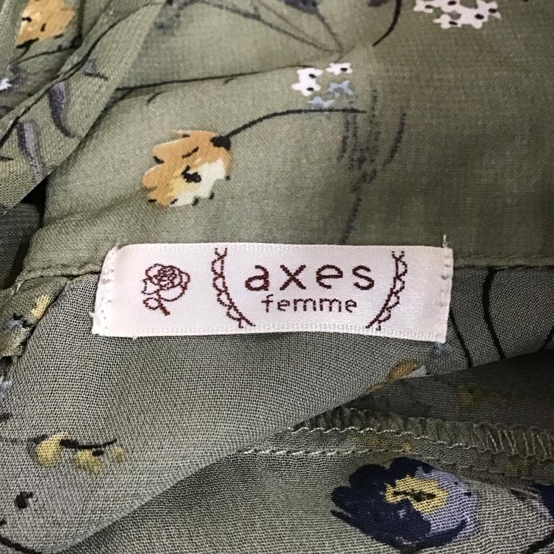 アクシーズファム axes femme ワンピース ロングスカート MK351X53 開襟シャツワンピース 半袖 M 花柄 カーキ / カーキ /  レディース USED 古着 中古 10112360