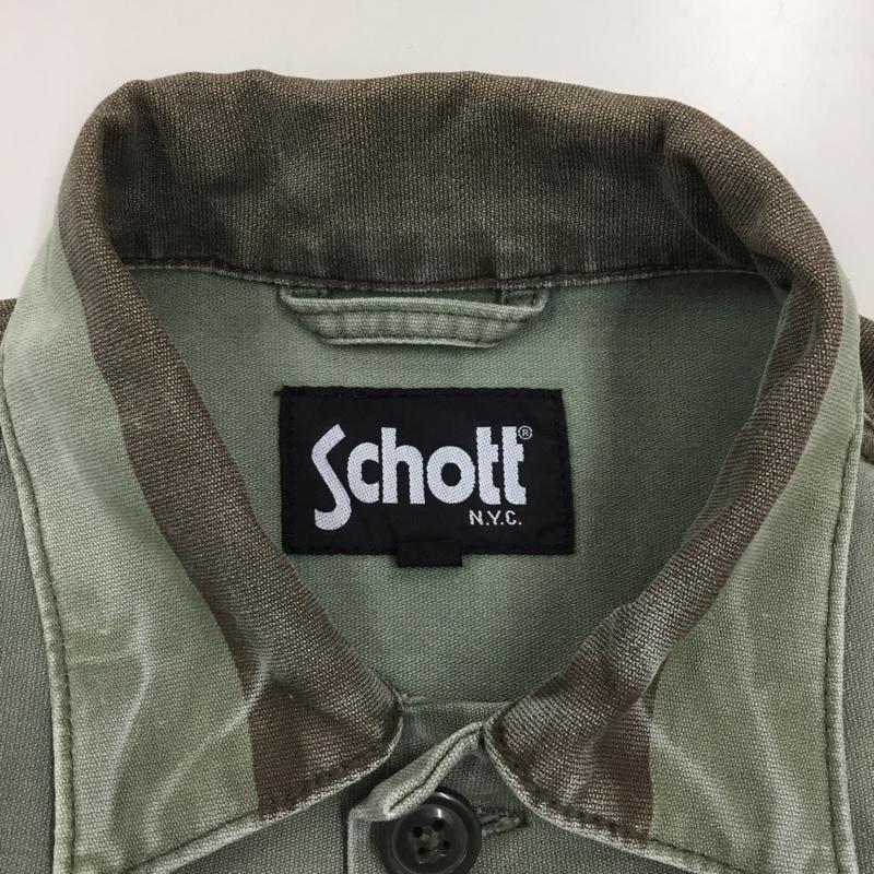 ショット schott ジャケット、上着 ジャケット、ブレザー ミリタリージャケット カジュアルジャケット 前ボタンジャケット カラージャケット S ボーダー柄 カーキ / カーキ / X 茶 / ブラウン /  メンズ USED 古着 中古 10112300