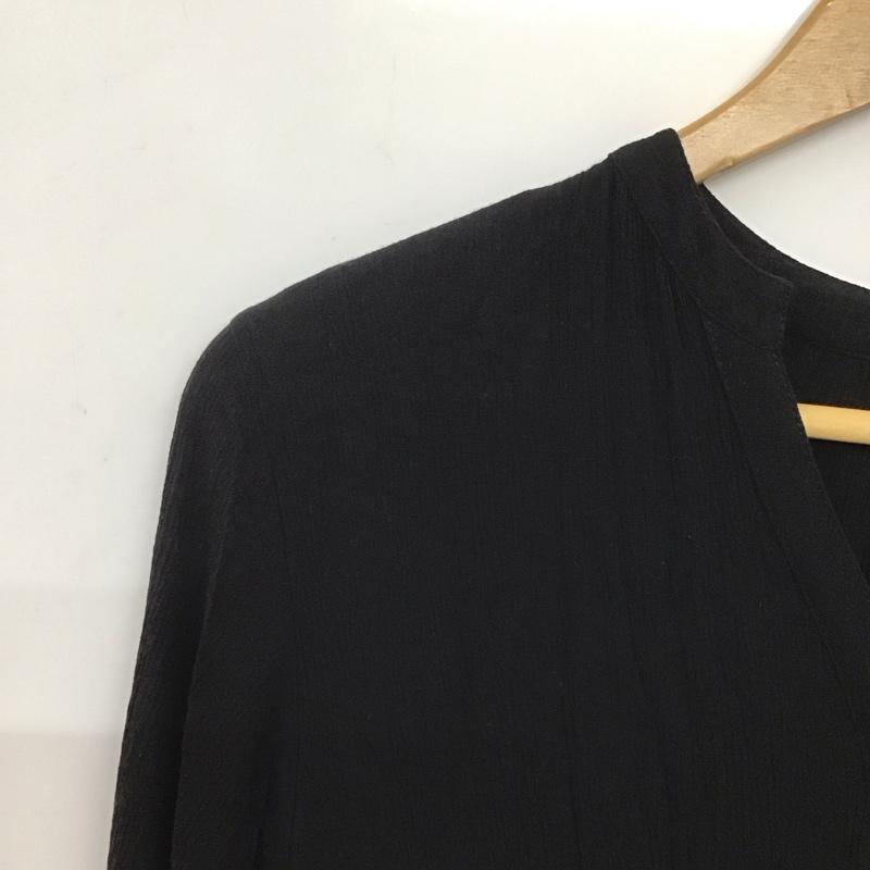 ミラオーウェン Mila Owen ワンピース ロングスカート 長袖ロングワンピース ノーカラーシャツワンピース フレアスカート フロントボタン 0 無地 黒 / ブラック /  レディース USED 古着 中古 10142045