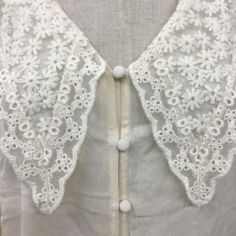 ザラ ZARA カットソー 長袖 7484 058 712 刺繍カラーブラウス ビッグカラー S 無地 アイボリー / アイボリー /  レディース USED 古着 中古 10107156
