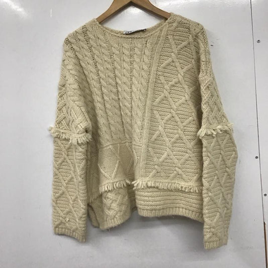 ザラ ZARA ニット、セーター 長袖 S 無地 アイボリー / アイボリー /  レディース USED 古着 中古 10139857