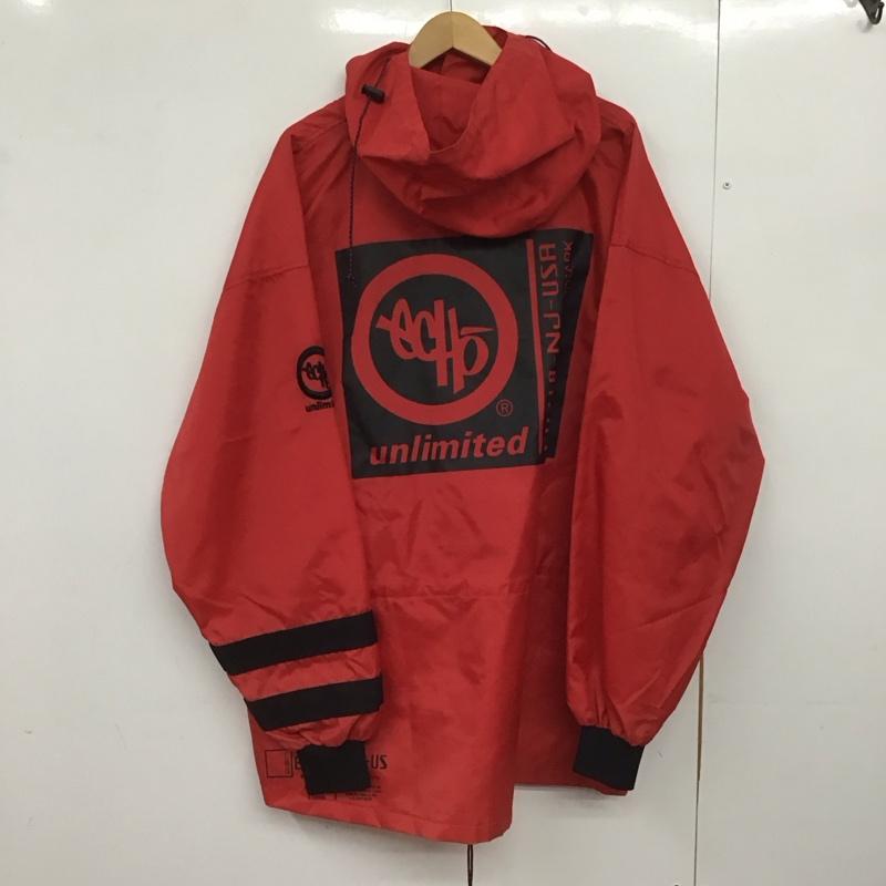 エコーアンリミテッド ECKOUNLTD ジャケット、上着 ジャンパー、ブルゾン プルオーバージャケットパーカー アウター ナイロンジャケット XL ロゴ、文字 赤 / レッド /  メンズ USED 古着 中古 10148363