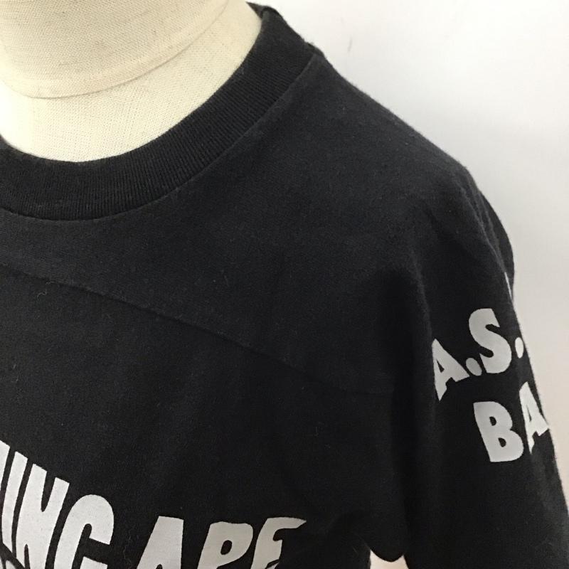 アベイシングエイプ A BATHING APE Tシャツ 半袖 クルーネック XS ロゴ、文字 黒 / ブラック /  メンズ USED 古着 中古 10113030