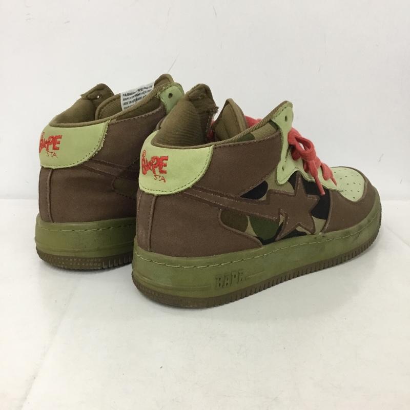 アベイシングエイプ A BATHING APE スニーカー スニーカー 25.5cm ハイカット 25.5cm ロゴ、文字 茶 / ブラウン / X カーキ / カーキ /  メンズ USED 古着 中古 10150431