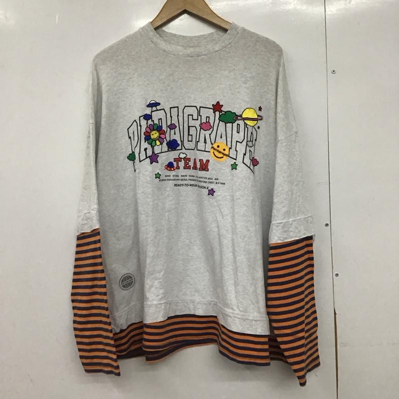 パラグラフ Paragraph カットソー 長袖 長袖カットソー プリントカットソー クルーネック 2 ロゴ、文字 灰 / グレー /  メンズ USED 古着 中古 10146981