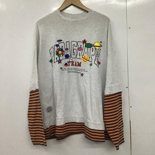 パラグラフ Paragraph カットソー 長袖 長袖カットソー プリントカットソー クルーネック 2 ロゴ、文字 灰 / グレー /  メンズ USED 古着 中古 10146981