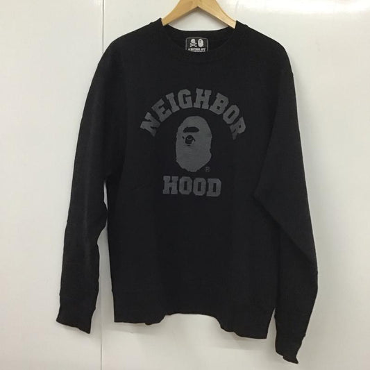 アベイシングエイプ A BATHING APE トレーナー 長袖 001swj231901c NEIGHBORHOOD コラボ 長袖トレーナー クルーネックカットソー L ロゴ、文字 黒 / ブラック /  メンズ USED 古着 中古 10130970