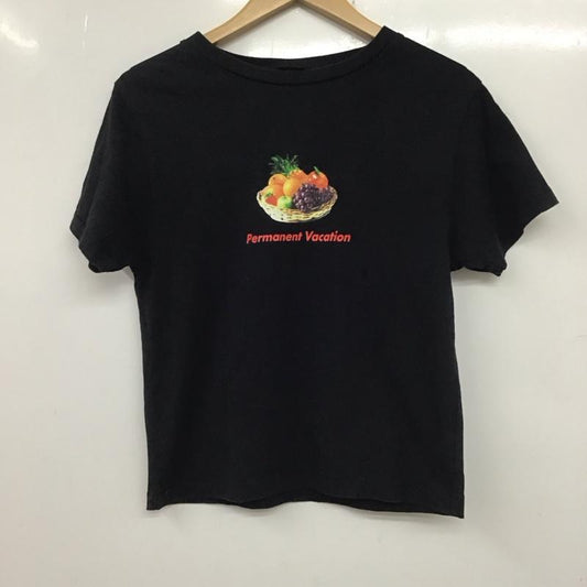 ザラ ZARA Tシャツ 半袖 010CSQ90-0750 PERMANENTVACATIONTシャツ プリントTシャツ FREE プリント 黒 / ブラック /  レディース USED 古着 中古 10135786