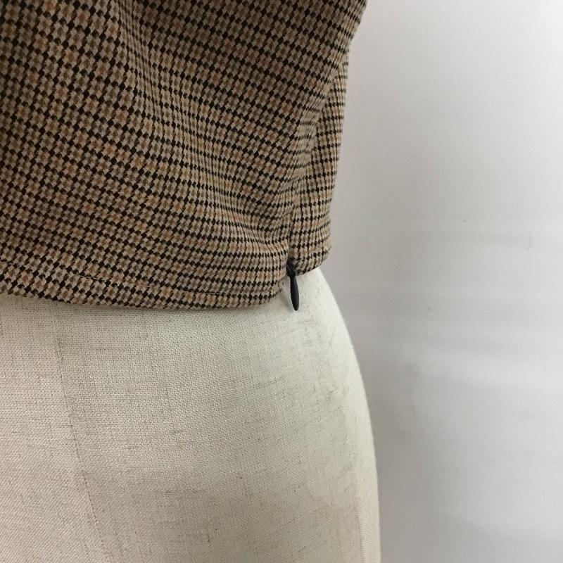 ザラ ZARA カットソー 長袖 3067 487 121 クロップドチェックシャツ L チェック 茶 / ブラウン / X 黒 / ブラック / X 橙 / オレンジ /  レディース USED 古着 中古 10116713