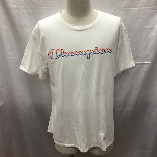 チャンピオン Champion Tシャツ 半袖 クルーネック L ロゴ、文字 白 / ホワイト /  メンズ USED 古着 中古 10117026
