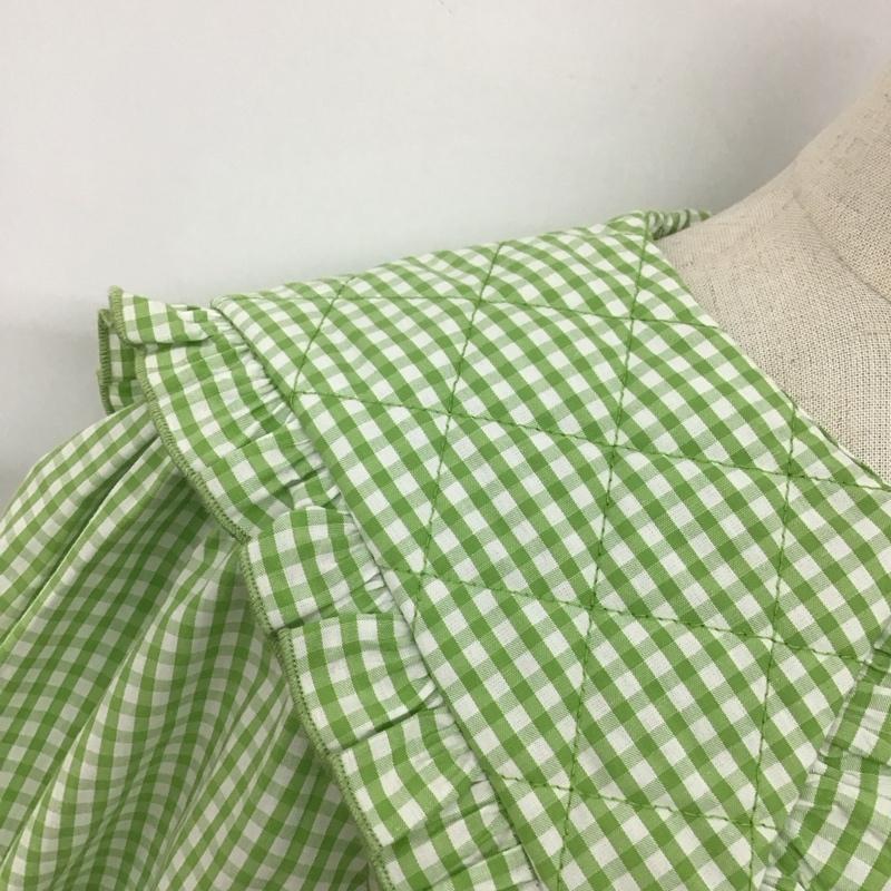 ザラ ZARA シャツ、ブラウス 半袖 3537 683 131 ピーターパンカラーシャツ ショートパフスリーブ キルティング襟 タグ付き S チェック 薄緑 / ライトグリーン / X 白 / ホワイト /  レディース USED 古着 中古 10107976