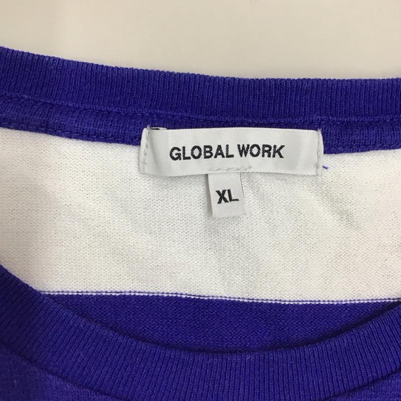 グローバルワーク GLOBAL WORK Tシャツ 半袖 GW021505TB クルーネック XL ボーダー柄 白 / ホワイト / X 青 / ブルー /  メンズ USED 古着 中古 10117053