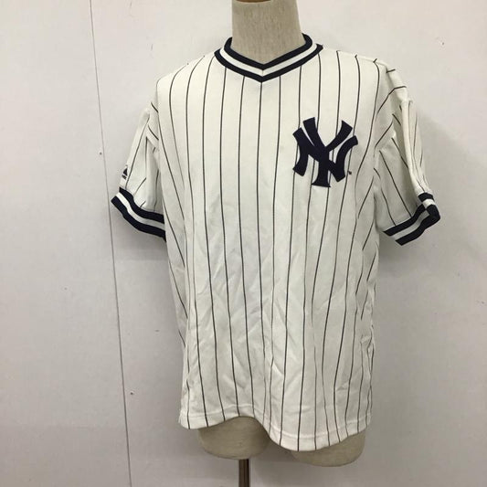 マジェスティック MAJESTIC カットソー 半袖 半袖カットソー プリントTシャツ スポーツウェア M ストライプ 白 / ホワイト /  メンズ USED 古着 中古 10111151