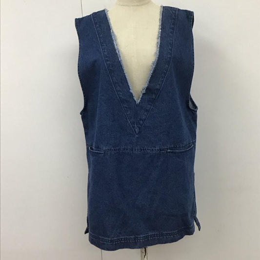 ローリーズファーム LOWRYS FARM ベスト ベスト LF623027AD フリンジデニムベスト FREE 無地 青 / ブルー /  レディース USED 古着 中古 10111551
