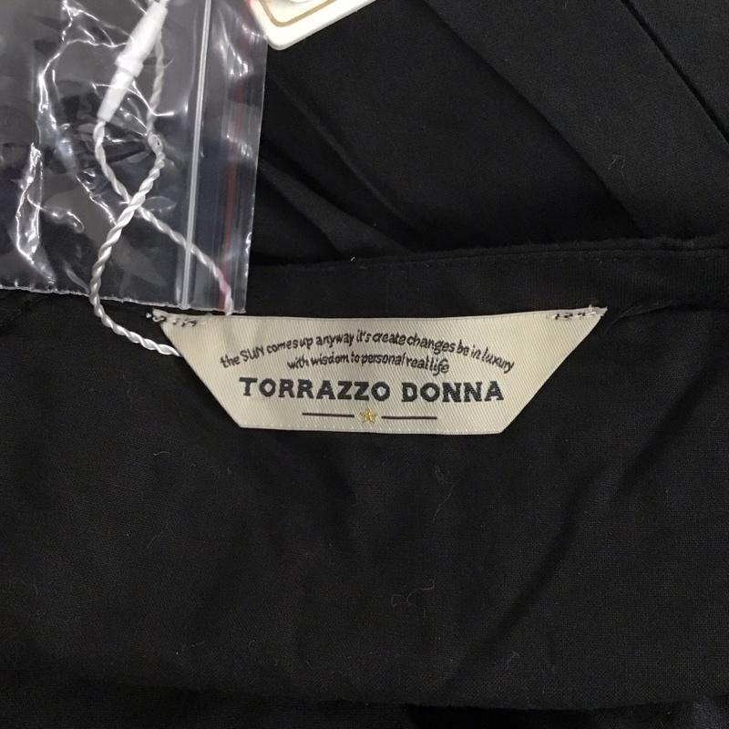 トラッゾドンナ Torrazzo Donna ワンピース ロングスカート 76-3196 Vネック 長袖 コットン タグ付き M 無地 黒 / ブラック /  レディース USED 古着 中古 10123234