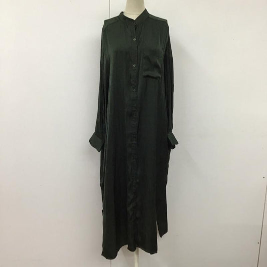 アズールバイマウジー AZUL BY MOUSSY ワンピース ロングスカート 250DAA30-253G BAND COLLAR SHINY LONG SHIRTS M 無地 カーキ / カーキ /  レディース USED 古着 中古 10122466