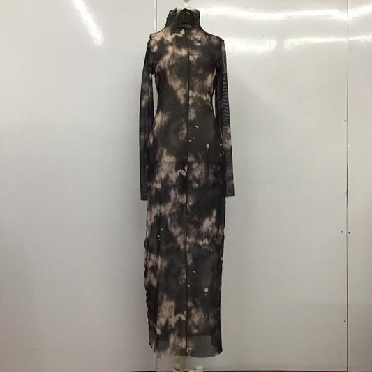 ザラ ZARA ワンピース ロングスカート 長袖 シアー マーブル S 総柄 黒 / ブラック / X ベージュ / ベージュ /  レディース USED 古着 中古 10116671