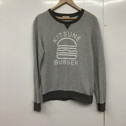 メゾンキツネ MAISON KITSUNE トレーナー 長袖 長袖トレーナー スウェット クルーネック プルオーバー S プリント 灰 / グレー /  レディース USED 古着 中古 10142665