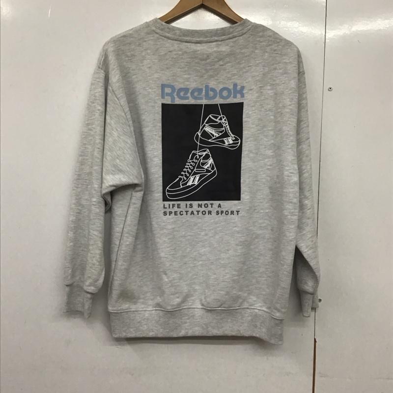 リーボック Reebok トレーナー 長袖 長袖トレーナー スウェット クルーネック プルオーバー M ロゴ、文字 灰 / グレー /  メンズ USED 古着 中古 10143856