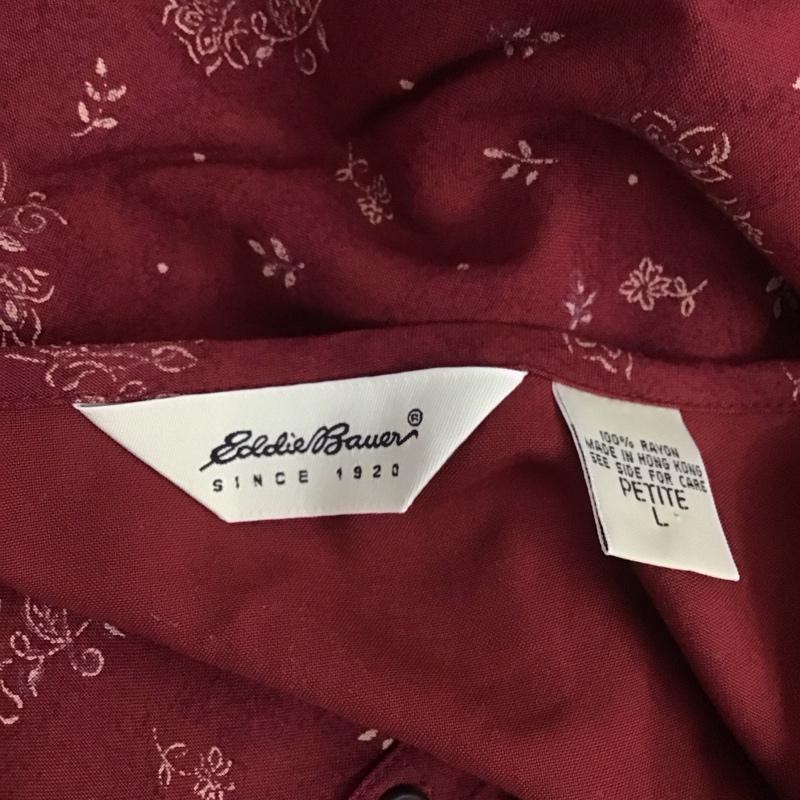 エディーバウアー Eddie Bauer ワンピース ロングスカート 半袖 前開き 90年代 2000年代 L 花柄 えんじ / ワインレッド /  レディース USED 古着 中古 10111074