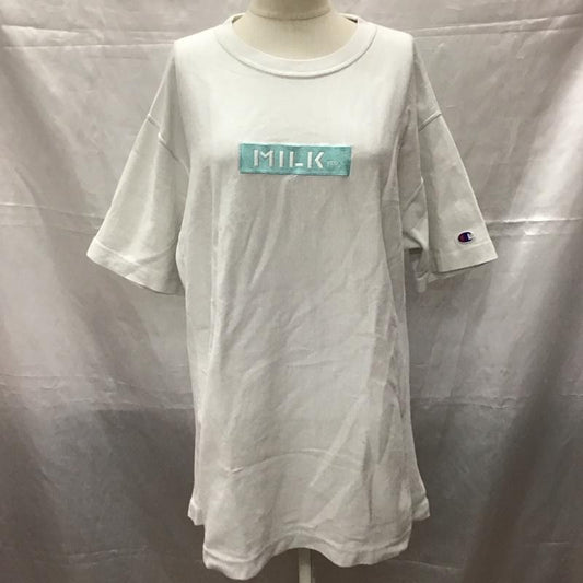 ミルクフェド MILKFED. Tシャツ 半袖 CWSP387 Champion クルーネック FREE ロゴ、文字 白 / ホワイト /  レディース USED 古着 中古 10112418
