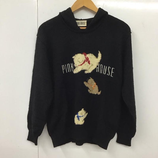 ピンクハウス PINK HOUSE ニット、セーター 長袖 フード付 猫 無地 黒 / ブラック /  レディース USED 古着 中古 10131791