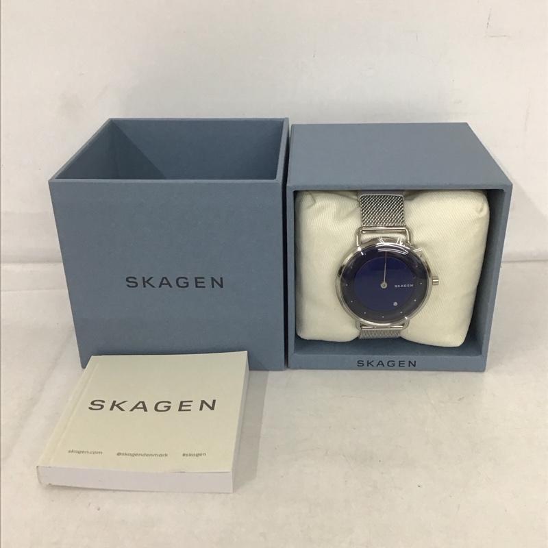 スカーゲン SKAGEN 腕時計 アナログ（クォーツ式） SKW2738 箱有 ロゴ、文字 銀 / シルバー / X 紺 / ネイビー /  レディース USED 古着 中古 10134339
