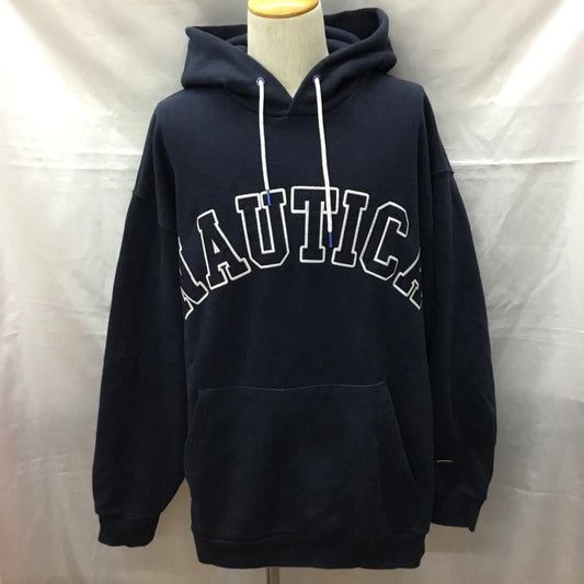 ノーティカ NAUTICA パーカー 長袖 長袖パーカー フード付きパーカー プリントスウェット トレーナー XL ロゴ、文字 紺 / ネイビー /  メンズ USED 古着 中古 10114792