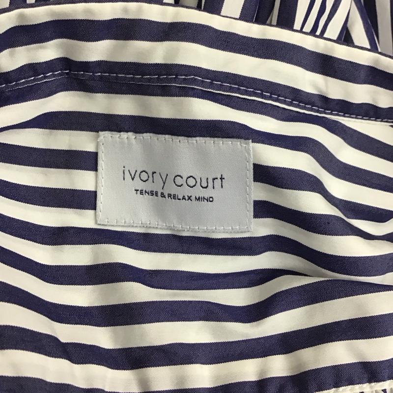 アイボリーコート ivory court ワンピース ロングスカート 17-040-160-6021-2-0 スキッパー フレンチスリーブ チェック 白 / ホワイト / X 紺 / ネイビー /  レディース USED 古着 中古 10115490