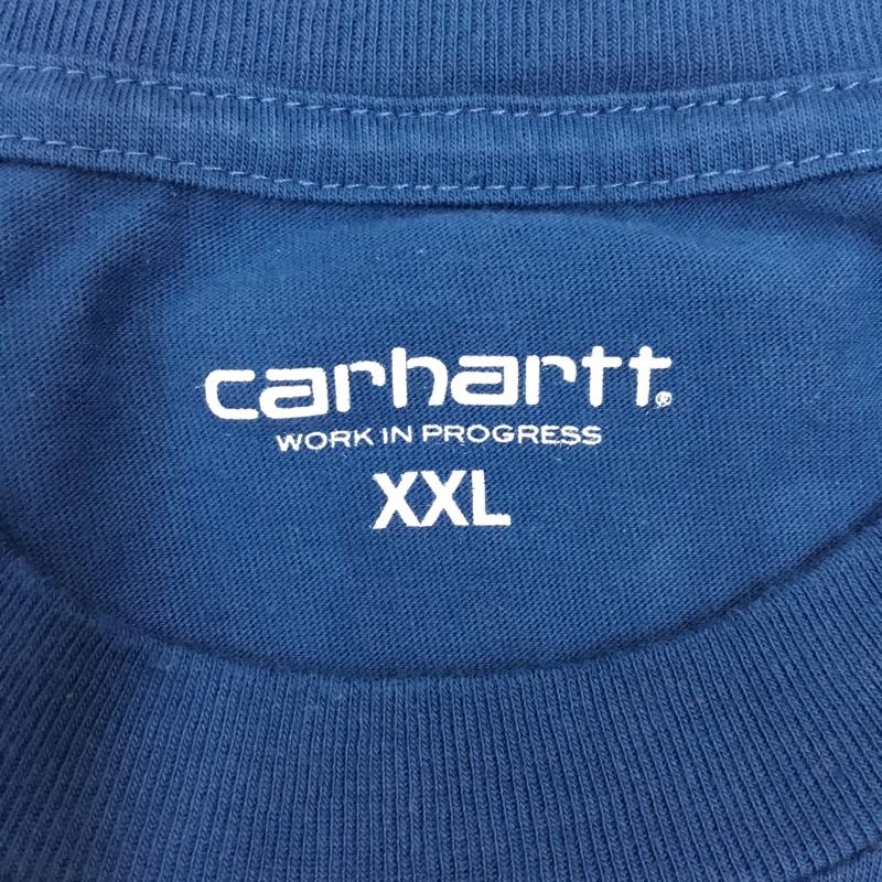 カーハート Carhartt Tシャツ 半袖 半袖カットソー プリントTシャツ クルーネックカットソー XXL ロゴ、文字 青 / ブルー /  メンズ USED 古着 中古 10108373