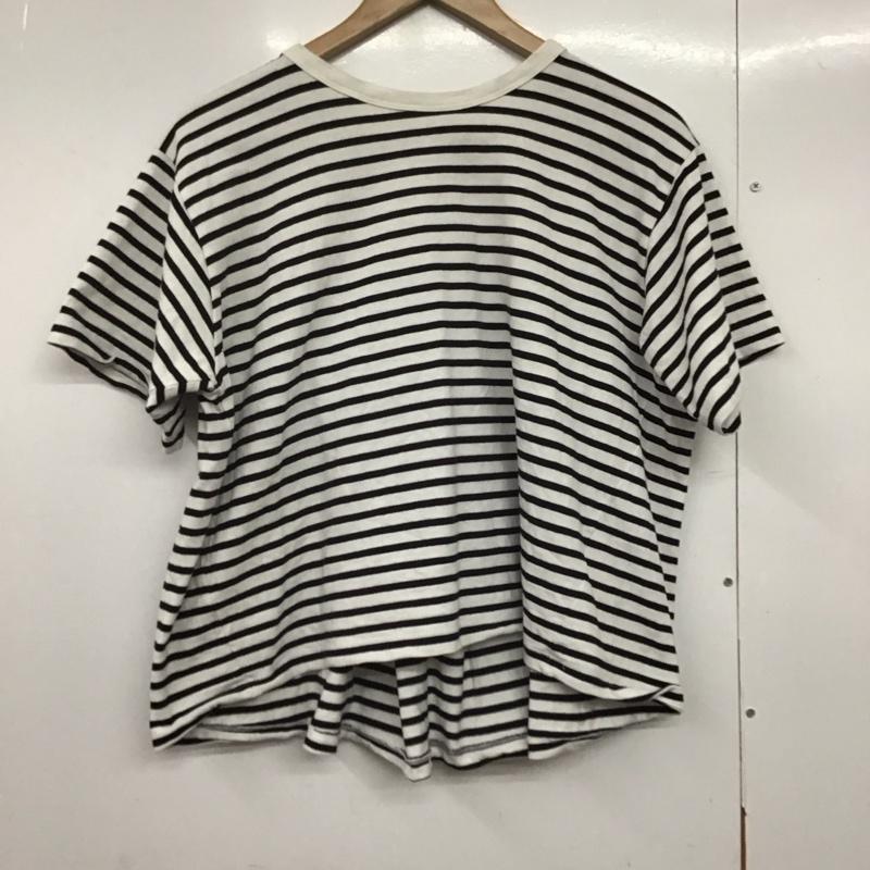アメリカンホリック AMERICAN HOLIC Tシャツ 半袖 M ボーダー柄 白 / ホワイト / X 黒 / ブラック /  レディース USED 古着 中古 10142259