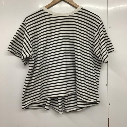 アメリカンホリック AMERICAN HOLIC Tシャツ 半袖 M ボーダー柄 白 / ホワイト / X 黒 / ブラック /  レディース USED 古着 中古 10142259