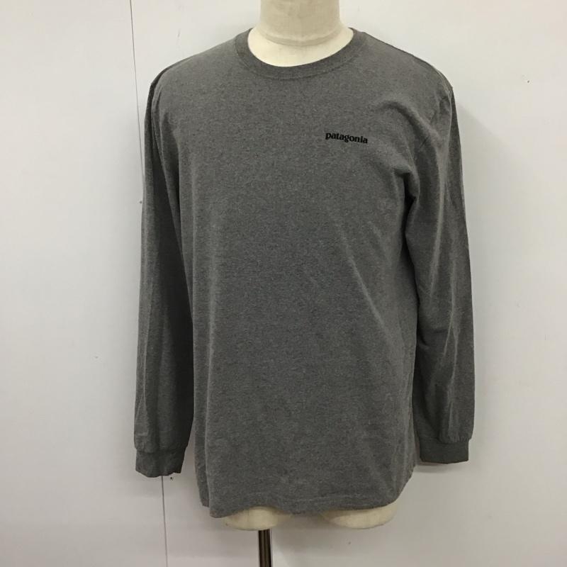 パタゴニア patagonia カットソー 長袖 長袖カットソー クルーネックカットソー ロングスリーブカットソー プリントTシャツ M ロゴ、文字 灰 / グレー /  メンズ USED 古着 中古 10120319