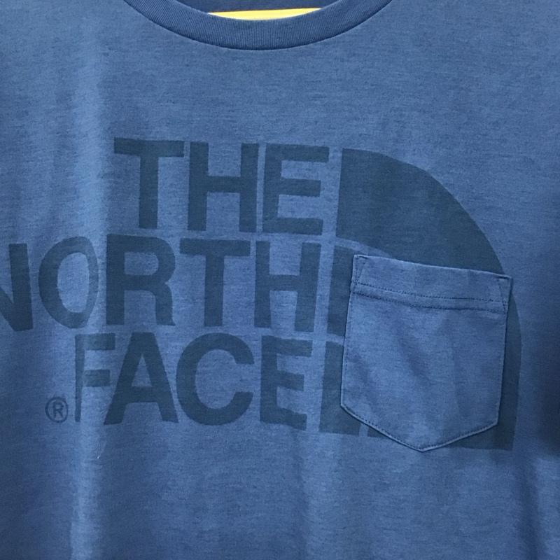 ザノースフェイス THE NORTH FACE Tシャツ 半袖 半袖カットソー プリントTシャツ クルーネックカットソー L ロゴ、文字 青 / ブルー /  メンズ USED 古着 中古 10150286