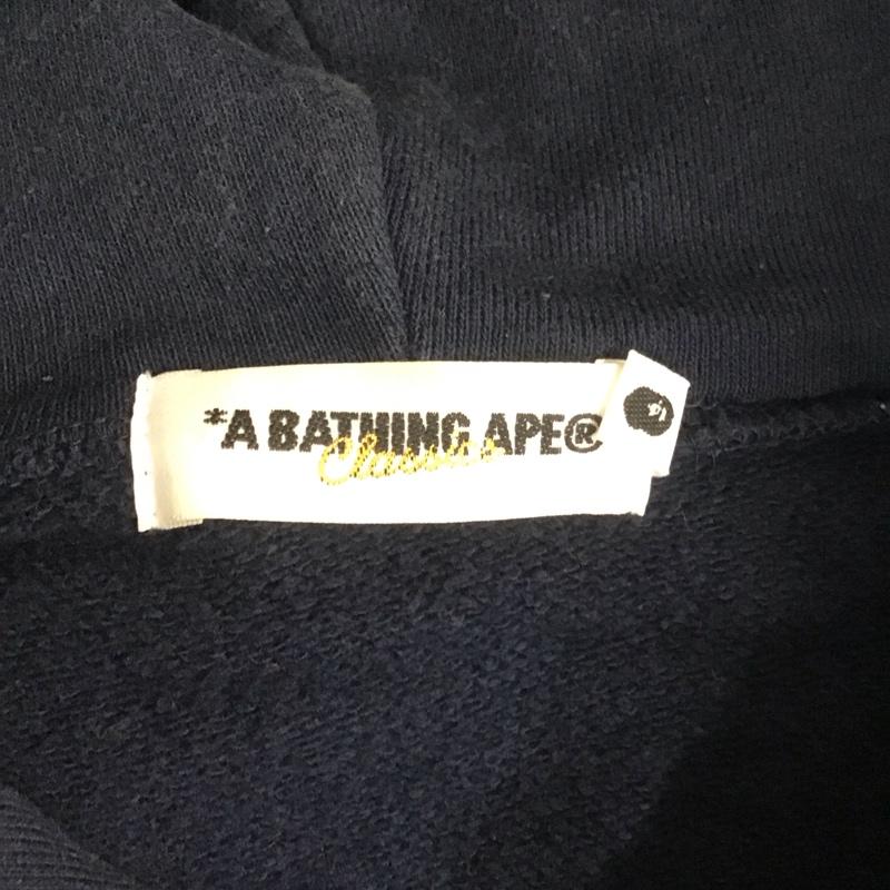 アベイシングエイプ A BATHING APE パーカー 長袖 ジップアップパーカー 長袖パーカー フード付きパーカー 長袖スウェット XL ロゴ、文字 紺 / ネイビー /  メンズ USED 古着 中古 10107416