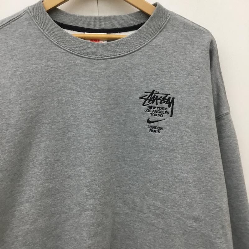 ナイキ NIKE トレーナー 長袖 DC4198-050 NIKE×STUSSY 21ss Fleece Crew Sweatshirt L ロゴ、文字 灰 / グレー /  メンズ USED 古着 中古 10143902