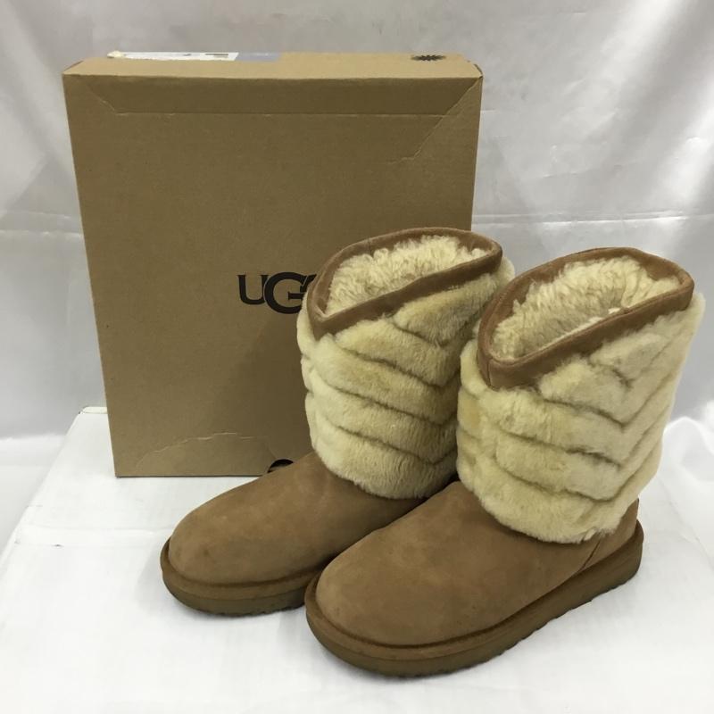 アグ UGG ブーツ 一般 1012391 TANIA シープスキンファー ヘリンボーン 24cm 箱有 24.0cm 無地 ベージュ / ベージュ /  レディース USED 古着 中古 10105886