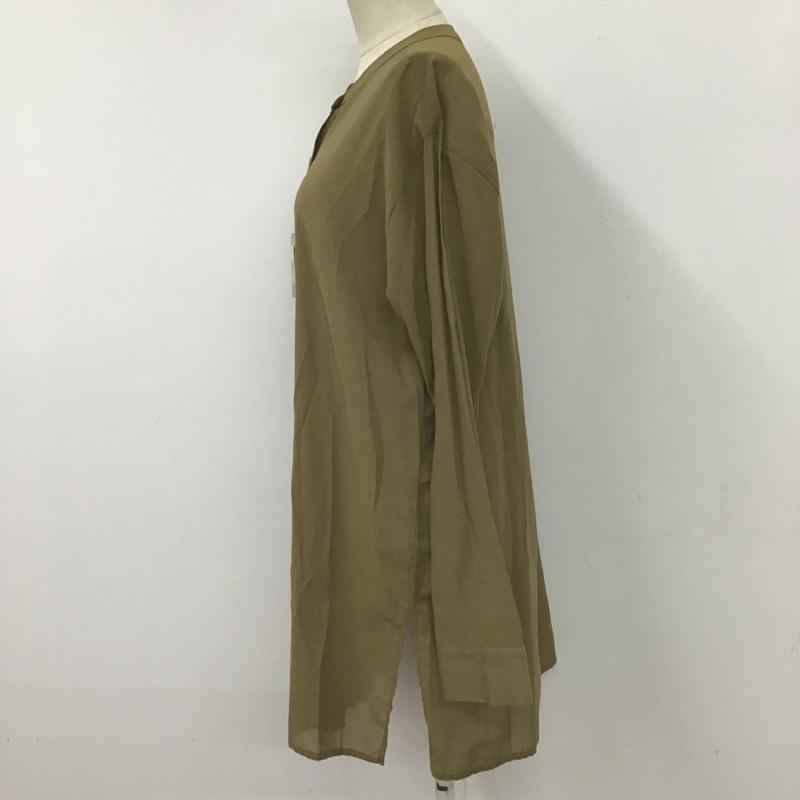 アルシーヴ archives シャツ、ブラウス 長袖 長袖シャツ ノーカラーシャツ サイドスリットカジュアルシャツ M 無地 カーキ / カーキ /  レディース USED 古着 中古 10105960
