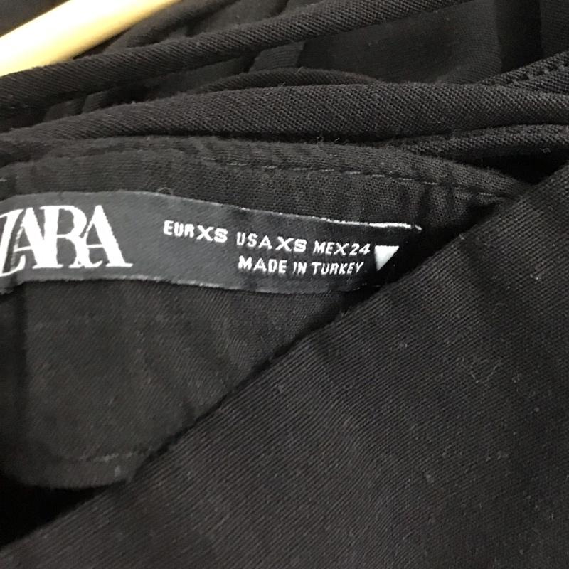 ザラ ZARA ワンピース ミニスカート 7385 096 800 パフスリーブ スクエアネック XS 無地 黒 / ブラック /  レディース USED 古着 中古 10139112