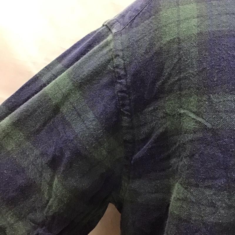 ブルックスブラザーズ BROOKS BROTHERS シャツ、ブラウス 長袖 ボタンダウン コットン M チェック 紺 / ネイビー / X カーキ / カーキ /  メンズ USED 古着 中古 10118384