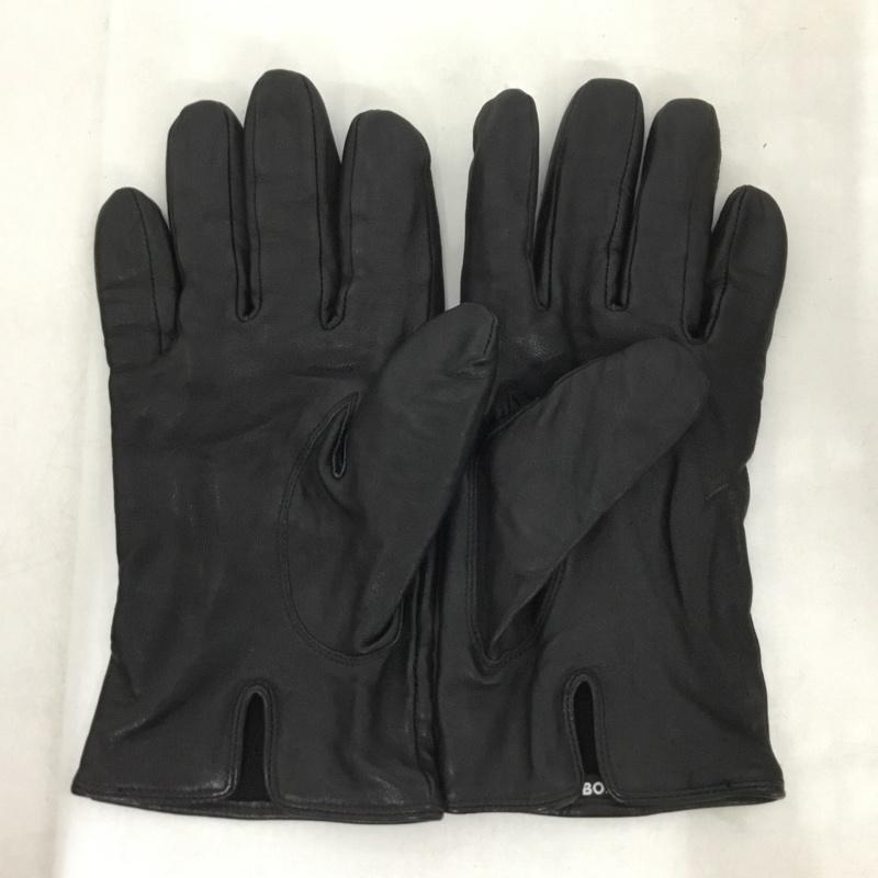 ヒューゴボス HUGO BOSS ファッション小物 手袋 10211299 ラムレザー グローブ ロゴ、文字 黒 / ブラック /  メンズ USED 古着 中古 10142730