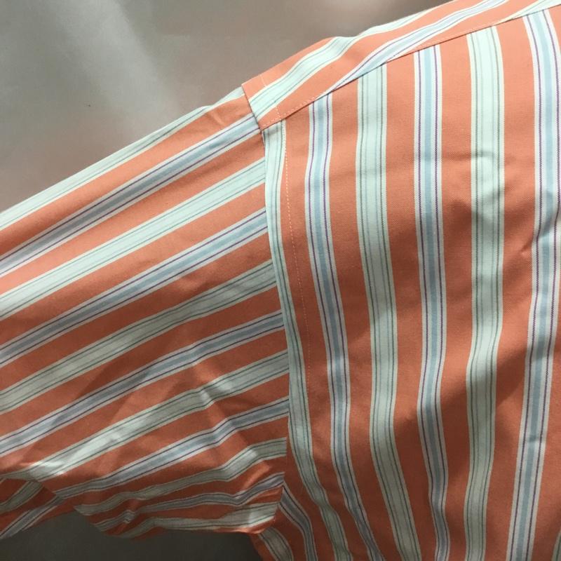 ブルックスブラザーズ BROOKS BROTHERS シャツ、ブラウス 長袖 ボタンダウン 胸ポケット ノーアイロン M ストライプ 白 / ホワイト / X 橙 / オレンジ / X 水色 / ライトブルー /  メンズ USED 古着 中古 10111377