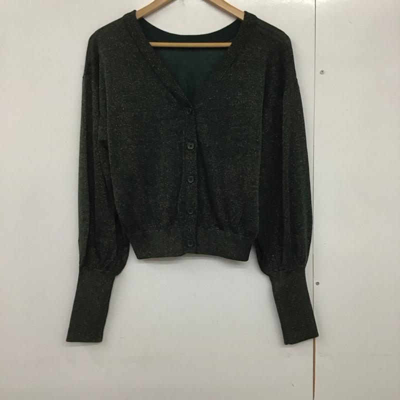 スライ SLY カットソー 長袖 030AAZ70-0480 LAMEBALLOONSLEEVEハイゲージトップス FREE 無地 緑 / グリーン /  レディース USED 古着 中古 10140466