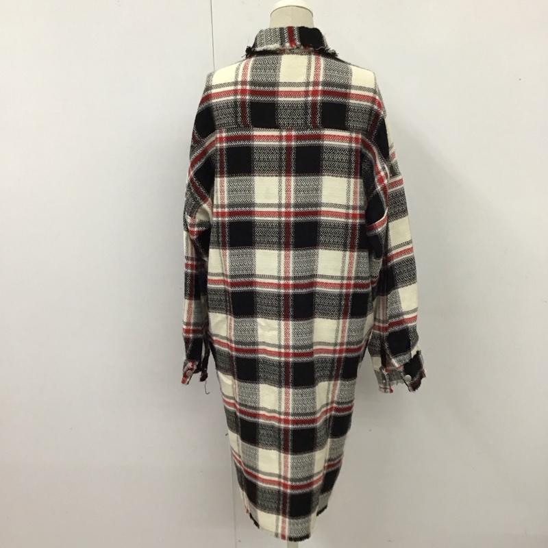 ザラベーシック ZARA BASIC ワンピース ひざ丈スカート 8407 780 070 襟付き 長袖 L チェック 白 / ホワイト / X 黒 / ブラック / X 赤 / レッド /  レディース USED 古着 中古 10118345