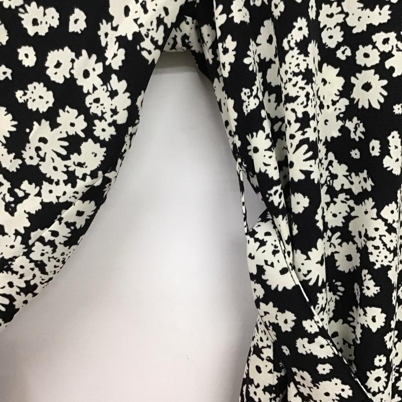 セシルマクビー CECIL McBEE ワンピース ロングスカート 長袖シャツロングワンピース 前開 フレアスカート FREE プリント 白 / ホワイト / X 黒 / ブラック /  レディース USED 古着 中古 10147110